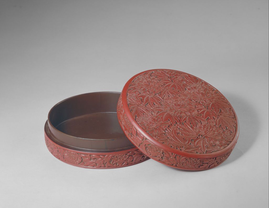 图片[2]-Carved red round box with lotus pattern-China Archive